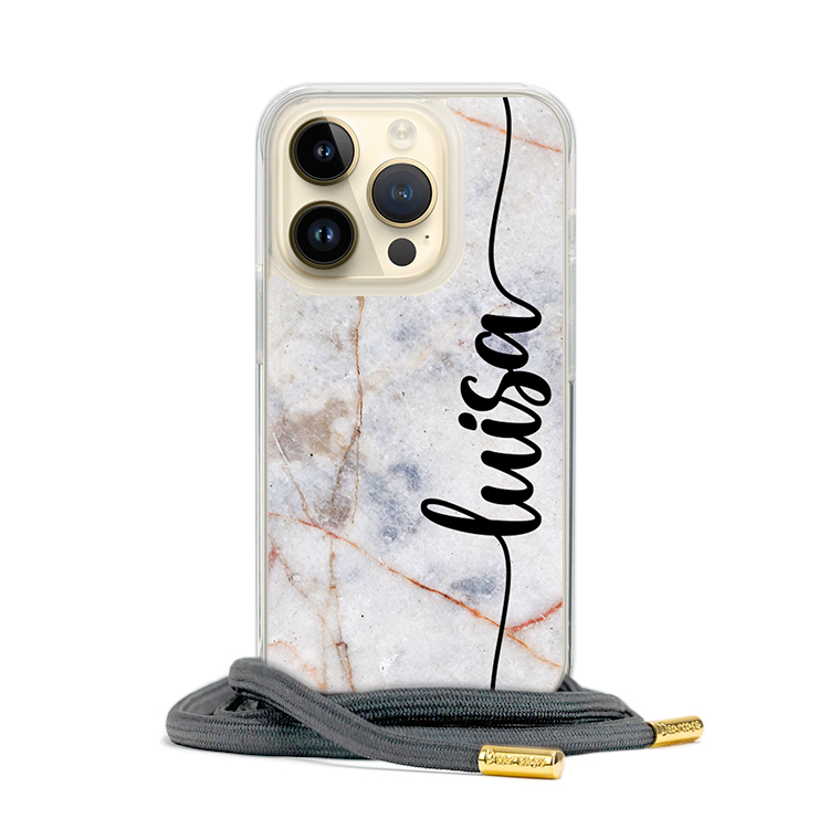石頭紋大理石 - (客製化) iPhone透明掛繩手機殼