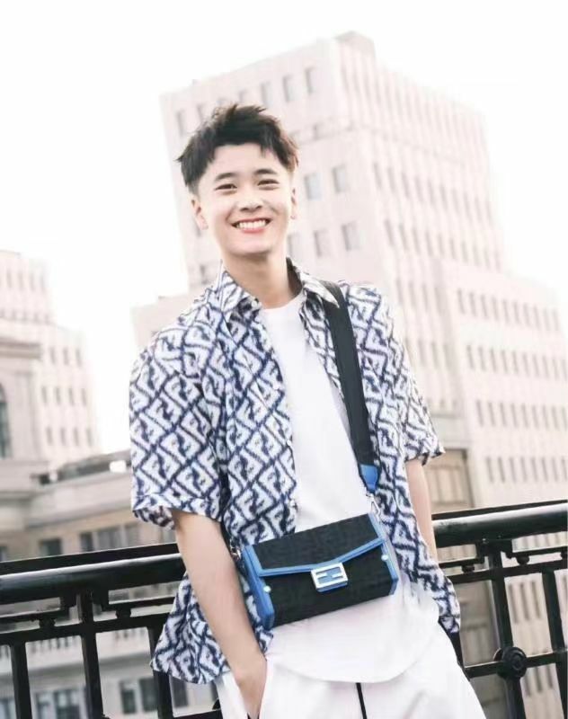 Fendi 男款藍色FF字母短袖襯衫 FS0795  AN0K  F0V6W -T