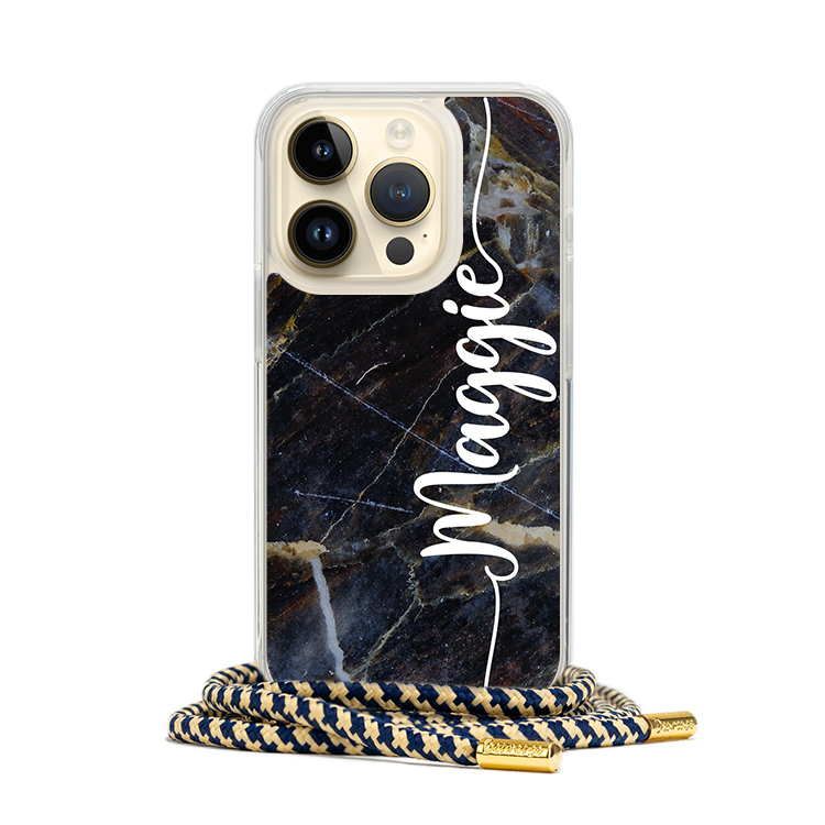 宇宙大理石 - (客製化) iPhone透明掛繩手機殼