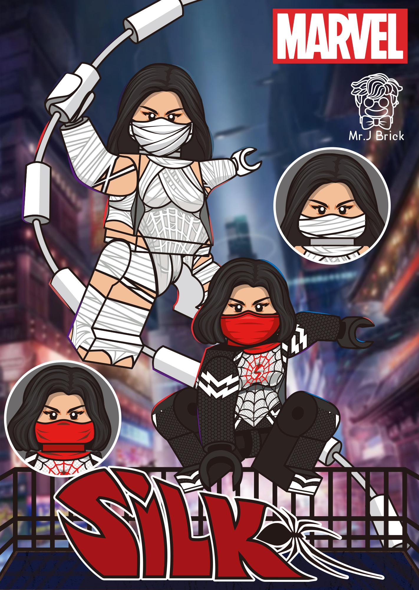 [MrJ Brick][InStock] Spider Slik Black + White Set [PADprinted]