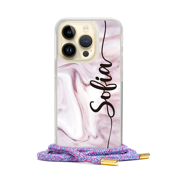 芋頭粉大理石 - (客製化) iPhone透明掛繩手機殼