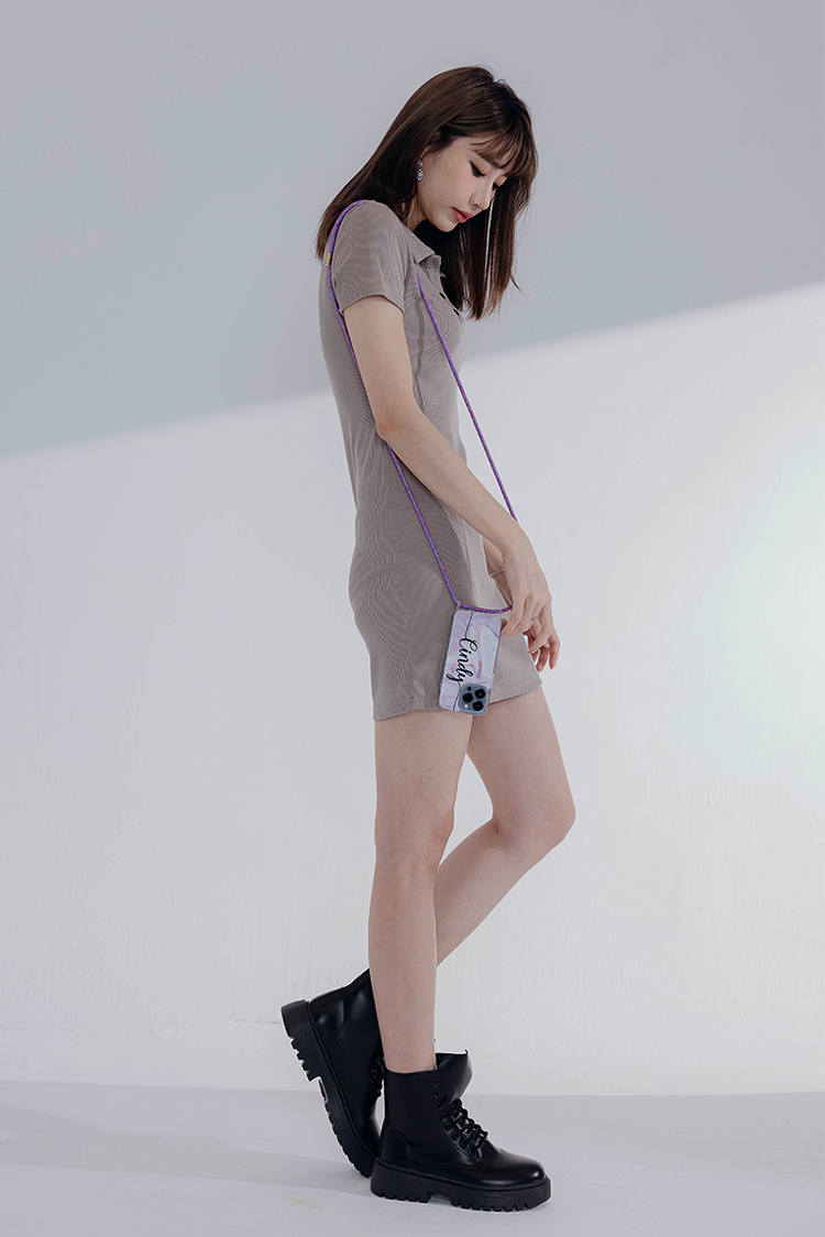 芋頭粉大理石 - (客製化) iPhone透明掛繩手機殼