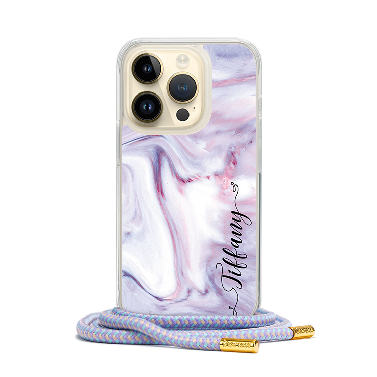 芋頭紫大理石 - (客製化) iPhone透明掛繩手機殼