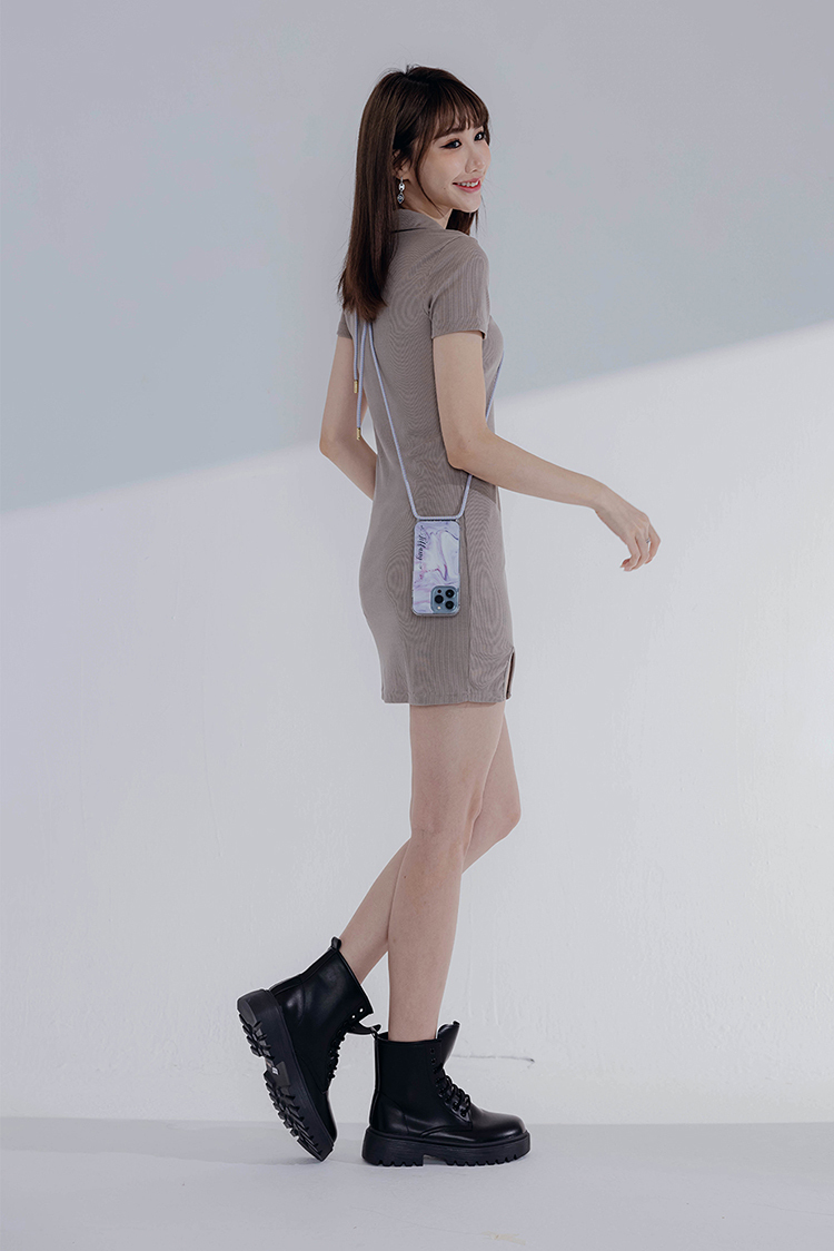 芋頭紫大理石 - (客製化) iPhone透明掛繩手機殼