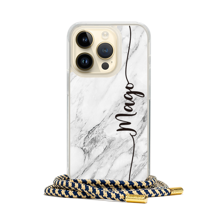 看不膩白大理石 - (客製化) iPhone透明掛繩手機殼