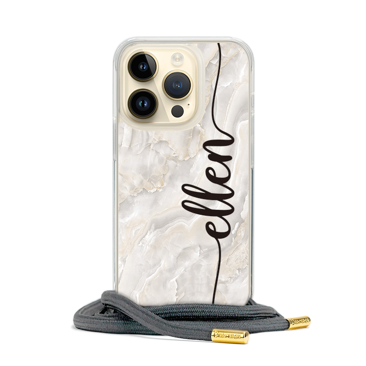 氣質派大理石 - (客製化) iPhone透明掛繩手機殼