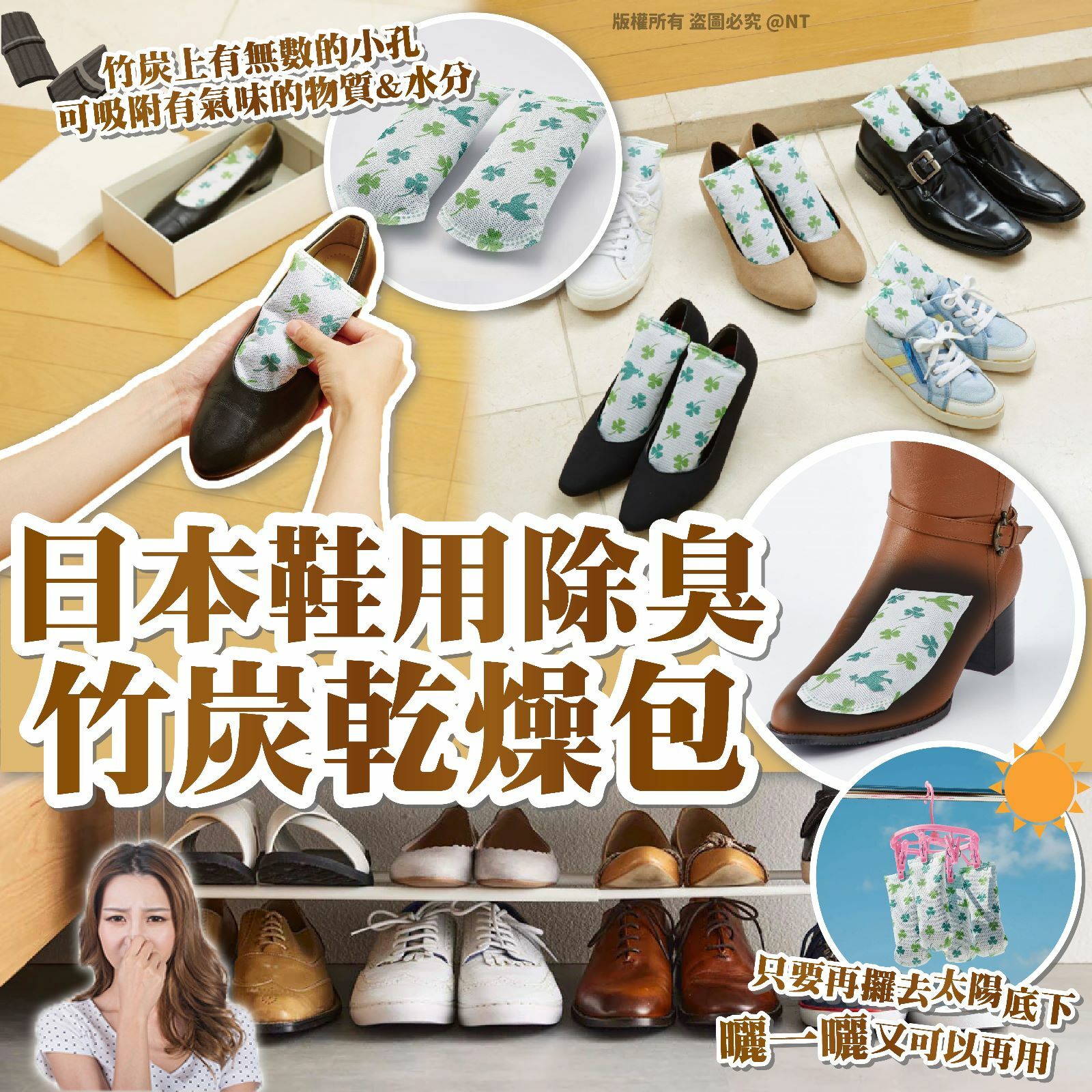 日本鞋用除臭竹炭乾燥包5對入