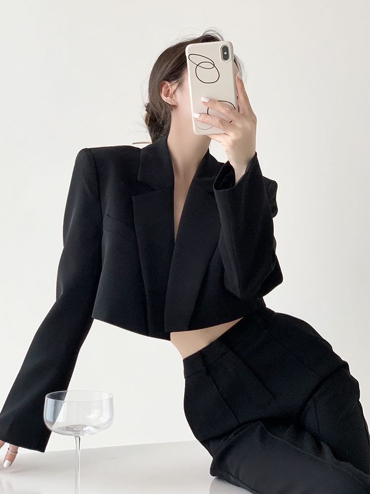 Fringe Trim Lapel Collar Cropped Blazer