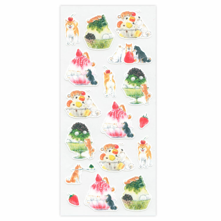 柴犬與剉冰 夏季和風 手帳貼紙｜日本ACTIVE CORPORATION