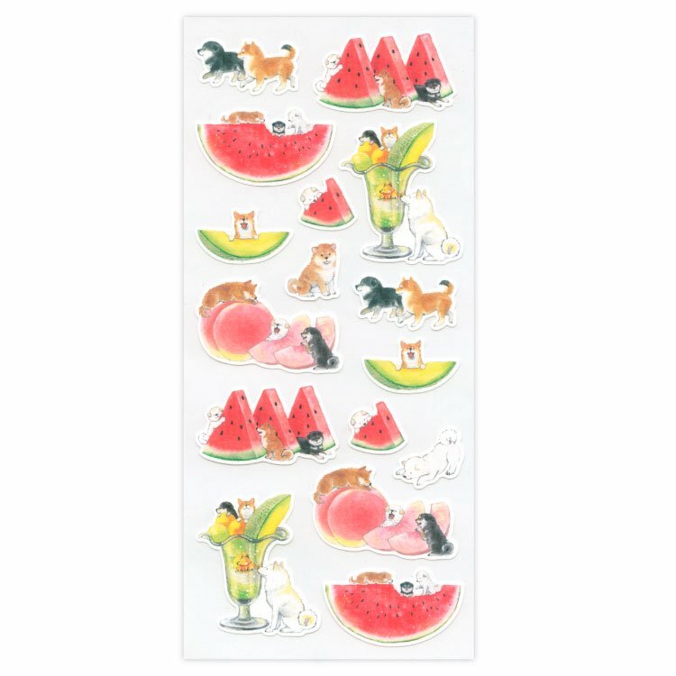 柴犬與西瓜 夏季和風 手帳貼紙｜日本ACTIVE CORPORATION