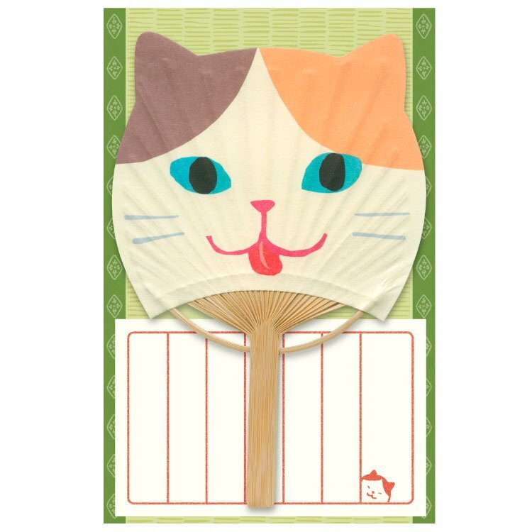 三花貓 竹扇子造型卡片組｜日本ACTIVE CORPORATION