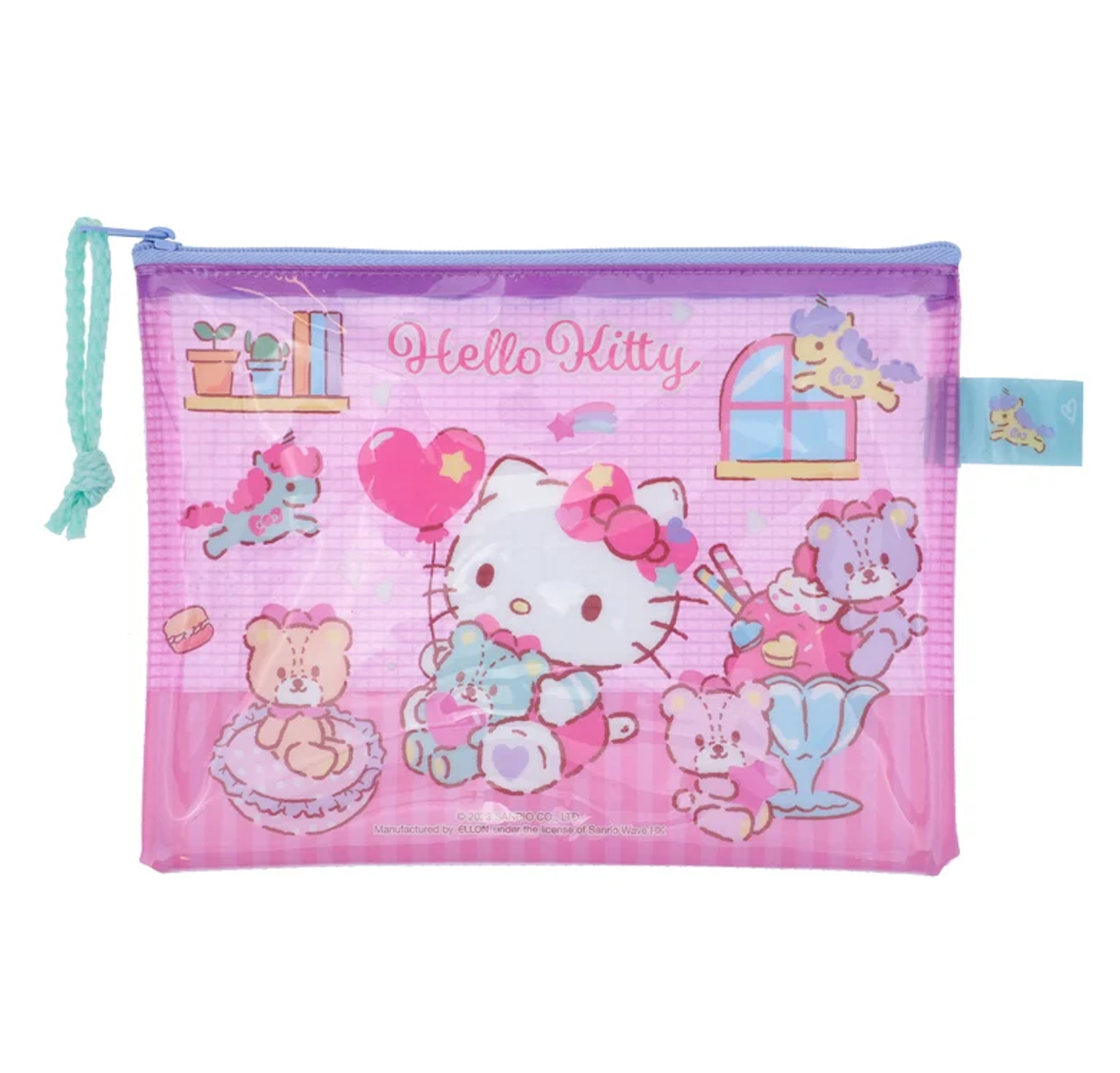 Hello Kitty PVC 面網背拉鍊文件袋-細 9-3580-85