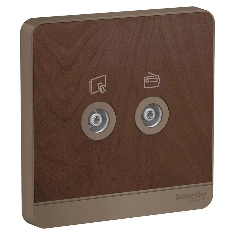 Schneider 施耐德 奐尚 兩位電視/收音機天線主板插座 E8332TVFMM_WG_C5  (沉醉金/石墨灰/白色/胡桃木)