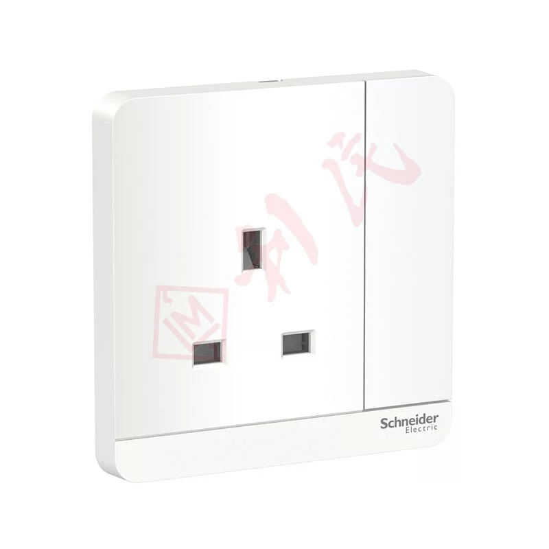 Schneider 施耐德 奐尚 13A 單位連保護門有掣插座連LED指示燈 E8315N_WG_C5 (沉醉金/石墨灰/白色)