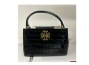 [S] TORY BURCH BRITTEN EMBOSSED MICRO SATCHEL,BLACK, 142566-001 (STB369)