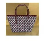 [S] TORY BURCH GEO LOGO MINI ZIP TOTE,CRIMSON RED GEO LOGO ALLOVER, 143703-642 (STB370)