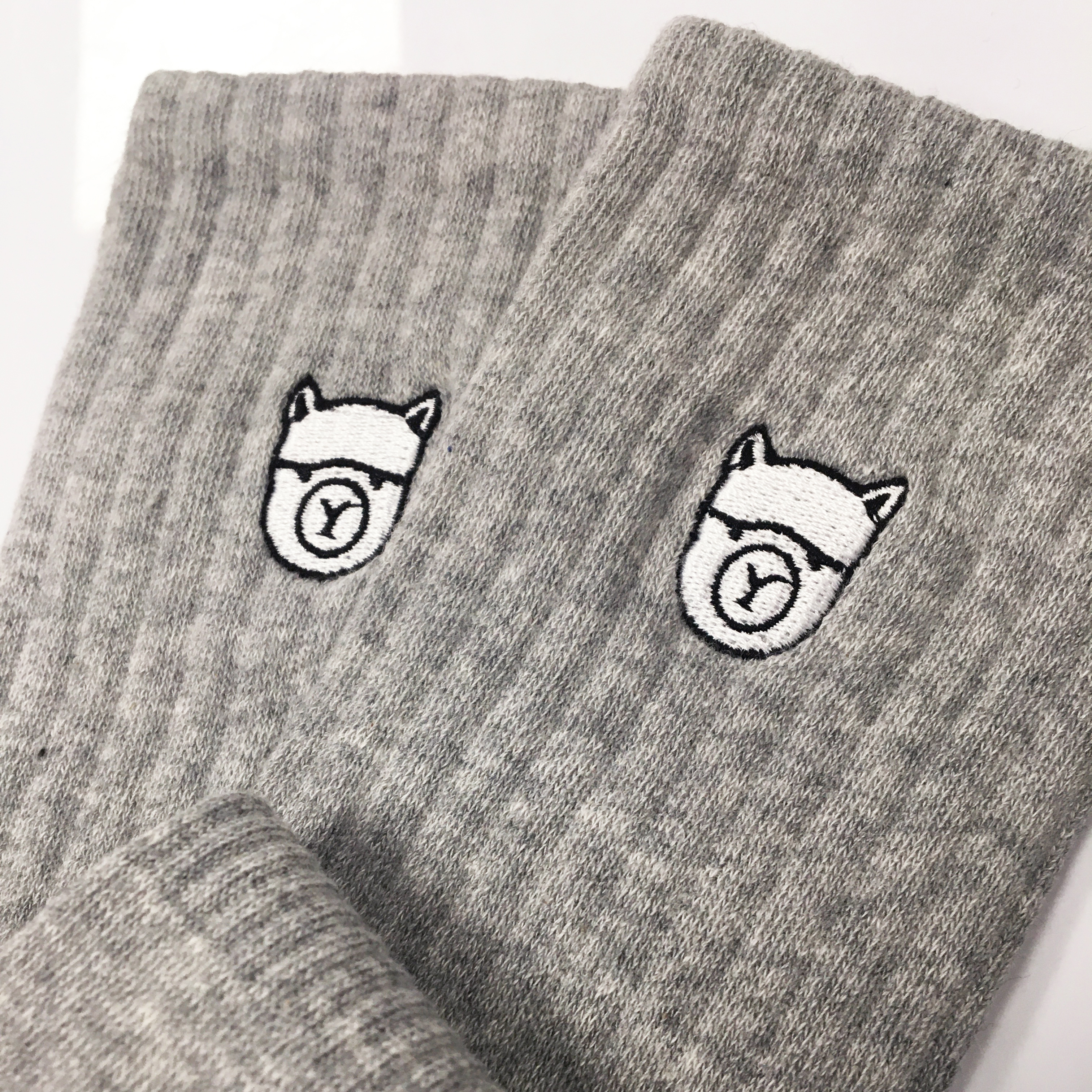 藏青色 刺繡BKST羊駝中筒襪