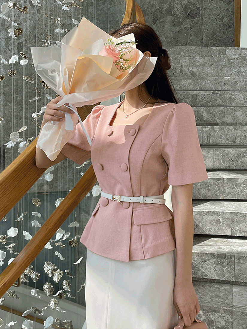 [現貨] 優雅方領排扣襯衫 [ 2色 / S ]