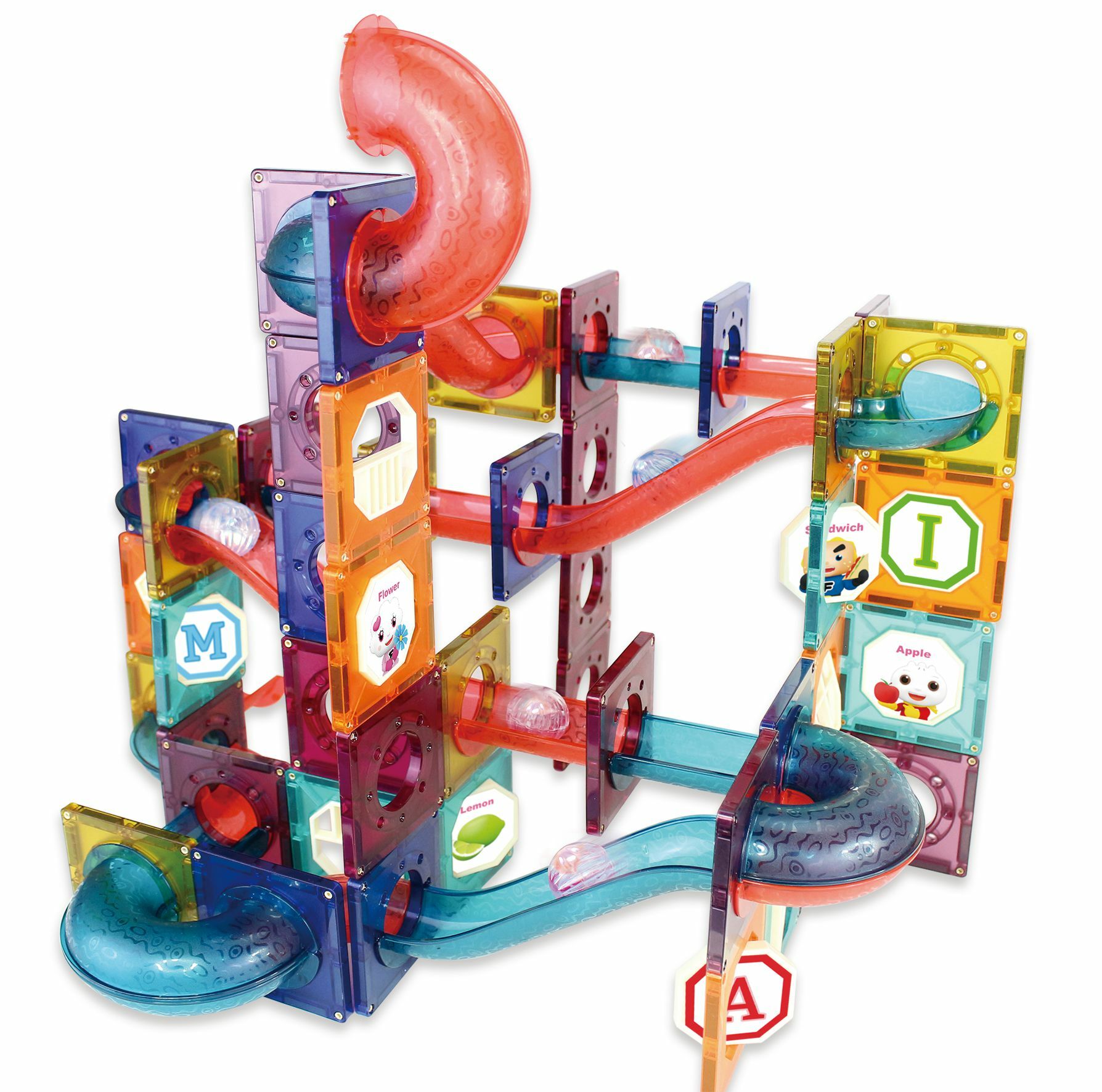 《 風車出版 》 極速滾球百變滑道 - FOOD超人創意磁力片