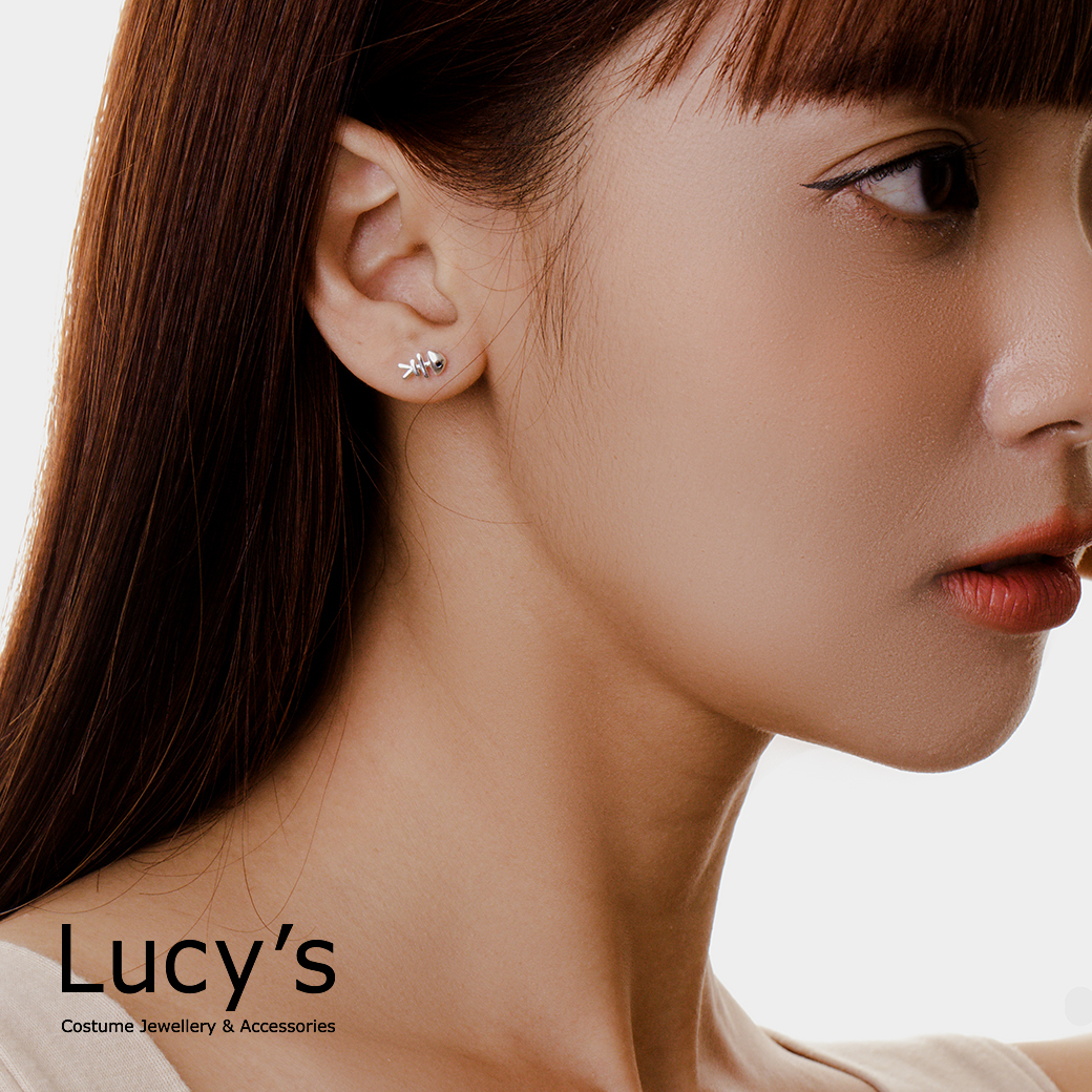 *925純銀〔輕銀系列〕小貓與魚骨 耳環 (72156)