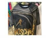 [S] MOSCHINO BIG ZIPPER PRINT T-SHIRT,BLACK/GOLD, EA07015540-1555 (SM497)