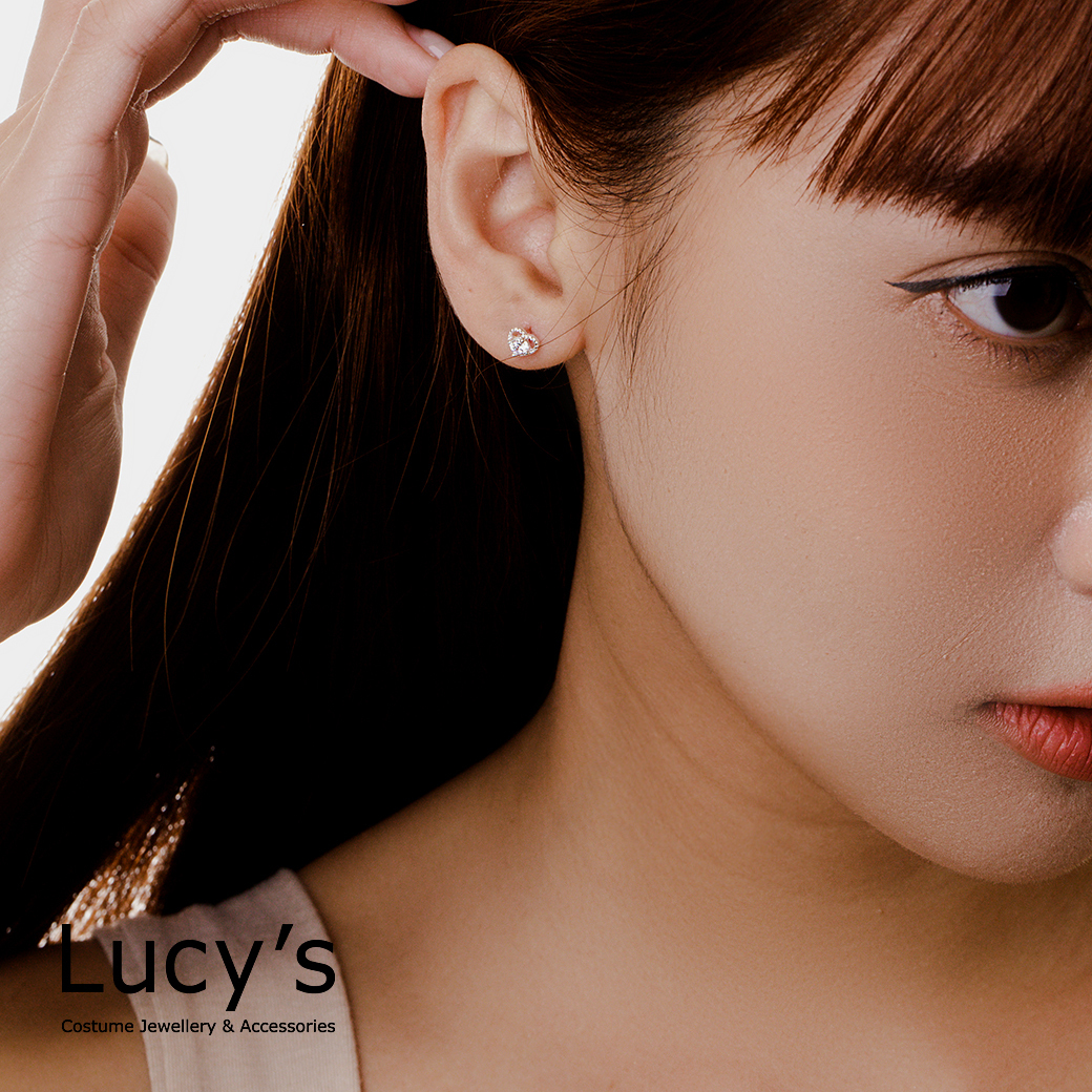 925純銀〔輕銀系列〕心鑽 耳環 (106658)