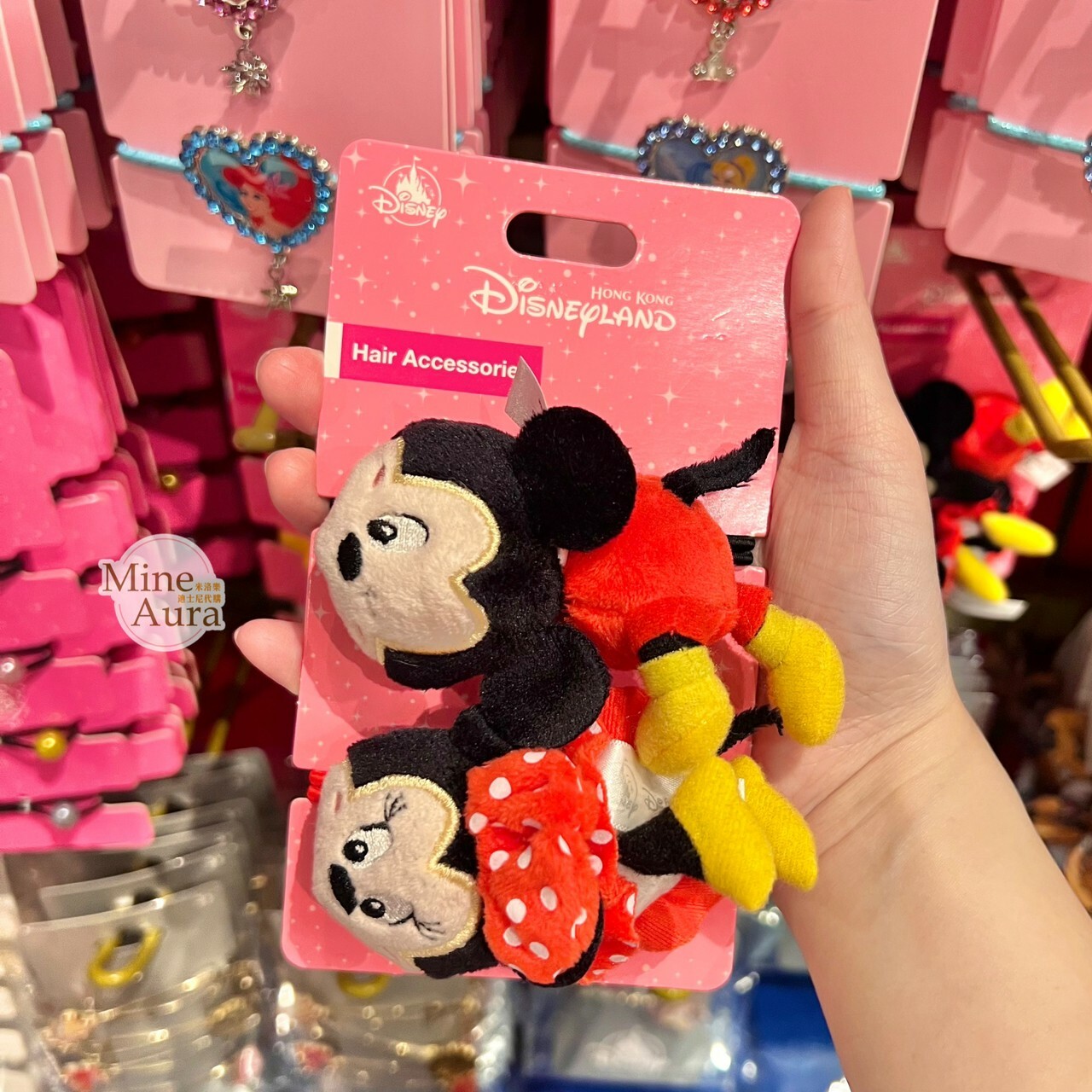米奇 Mickey 米妮 Minnie 絨毛 造型 髮束 2入組 髮飾 -香港迪士尼樂園