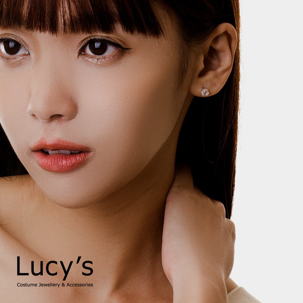 *925純銀〔輕銀系列〕三角水晶 耳環 (106890)