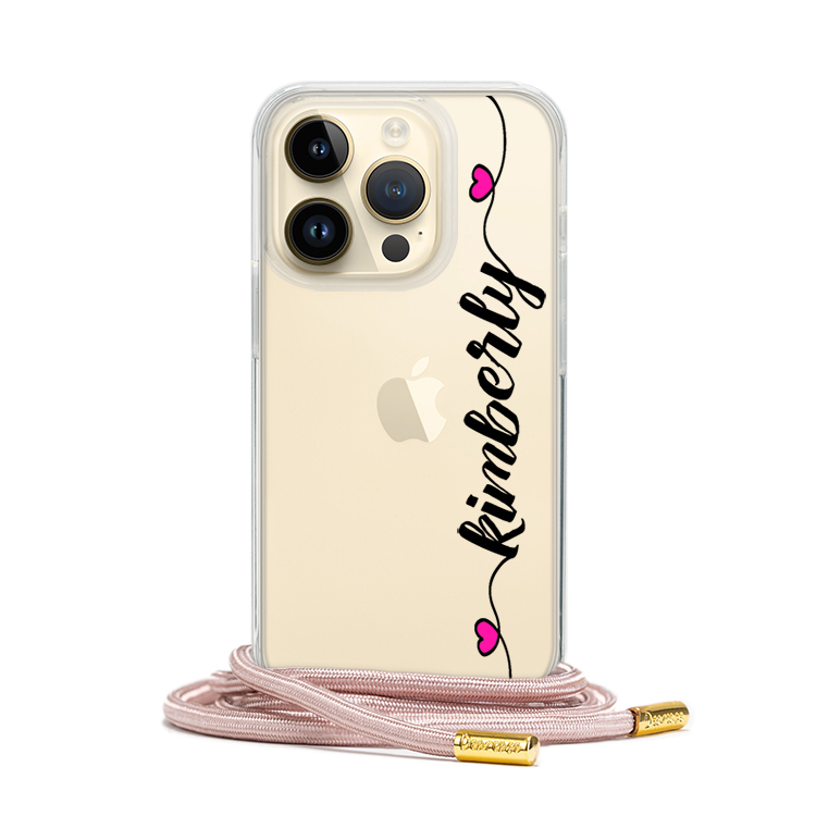 粉紅簽名 - (客製化) iPhone透明掛繩手機殼