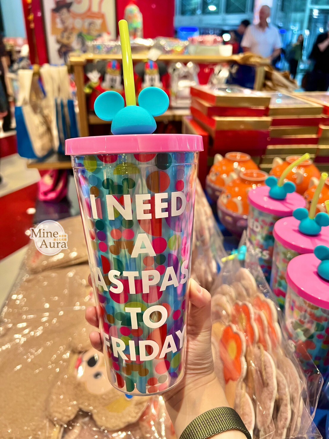 米奇 Mickey  彩色點點 字母 吸管 水杯 -香港迪士尼樂園