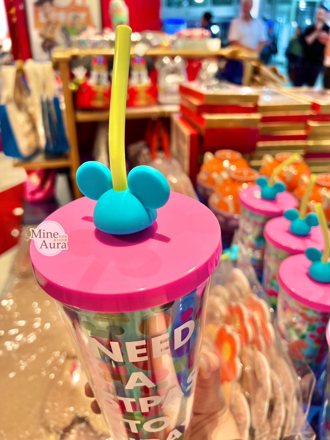 米奇 Mickey  彩色點點 字母 吸管 水杯 -香港迪士尼樂園