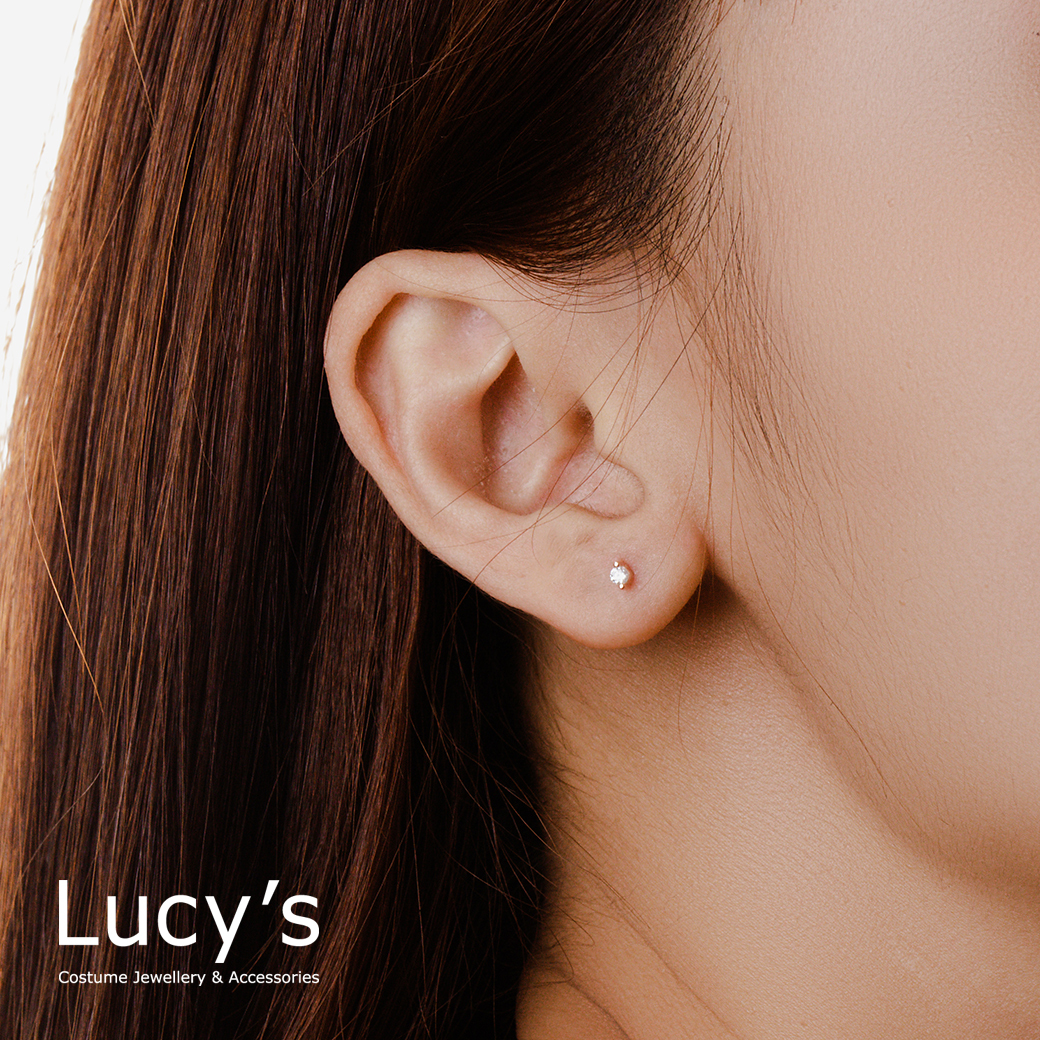 925純銀〔輕銀系列〕點鑽 耳環 (106684)