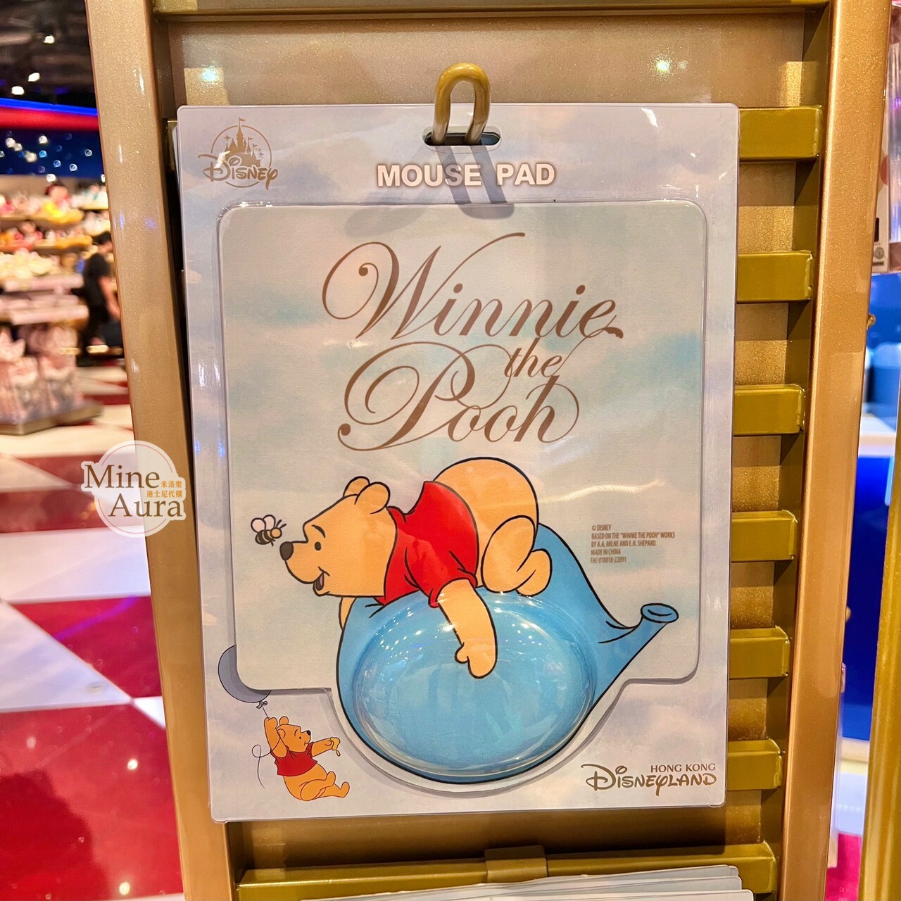噗噗 小熊維尼 Winnie the Pooh 藍色氣球 滑鼠墊 -香港迪士尼樂園