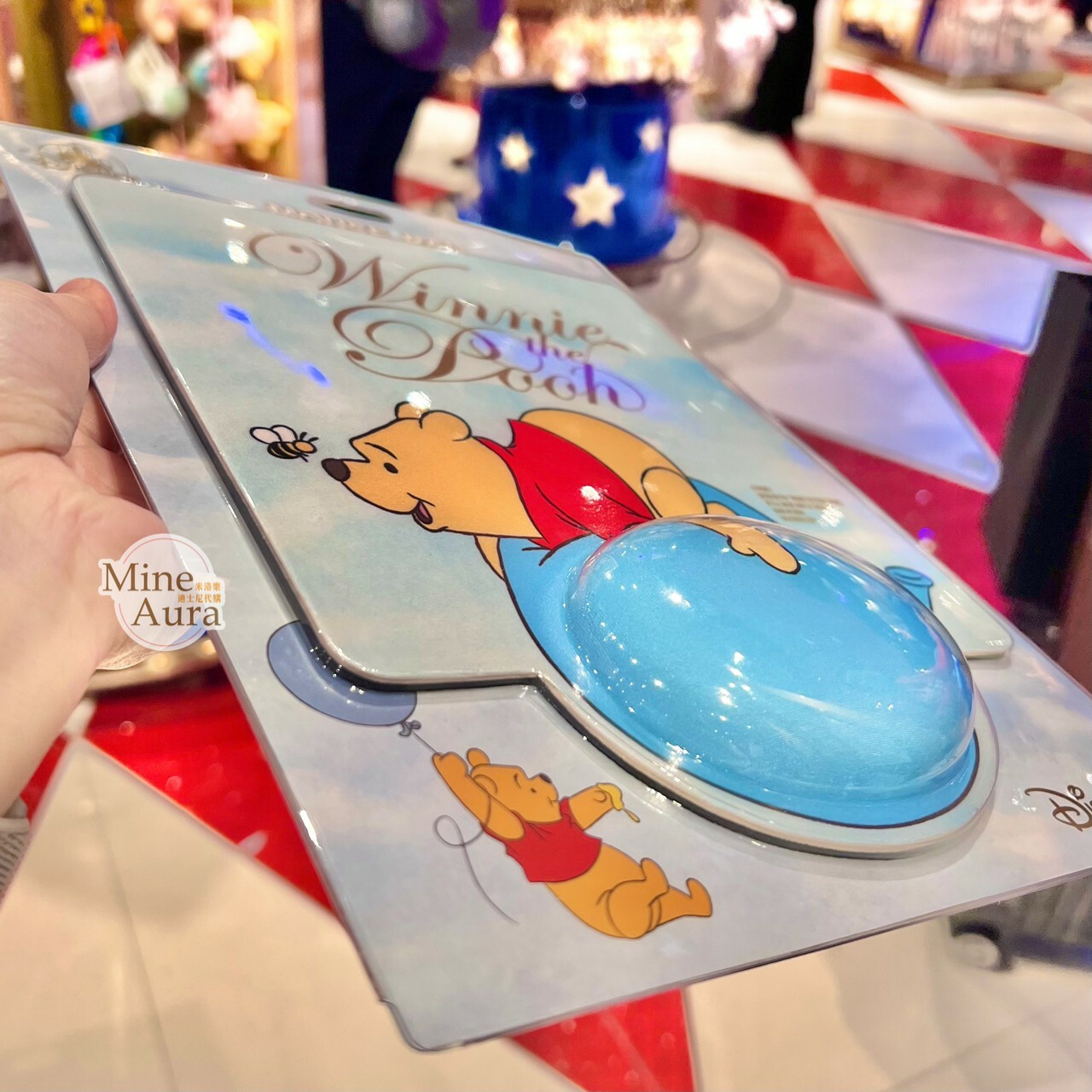 噗噗 小熊維尼 Winnie the Pooh 藍色氣球 滑鼠墊 -香港迪士尼樂園