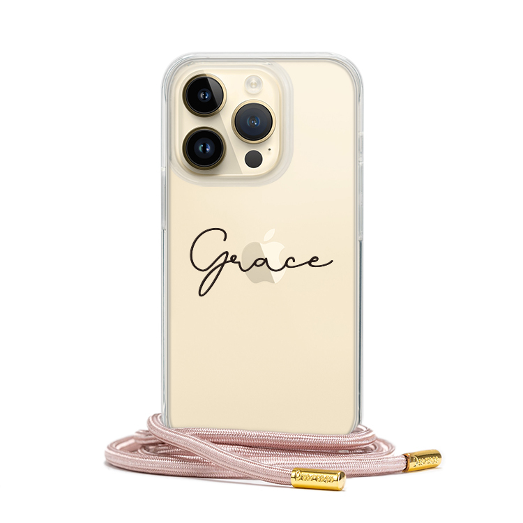 細字簽名 - (客製化) iPhone透明掛繩手機殼
