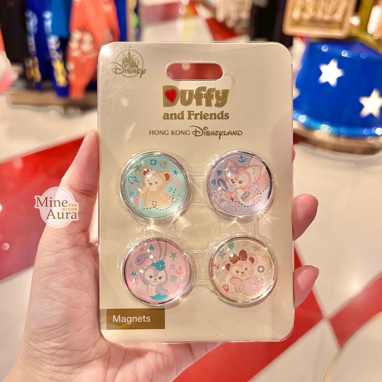 達菲 Duffy 與好友們 圓形 磁鐵4入組 D&F達菲系列 -香港迪士尼樂園