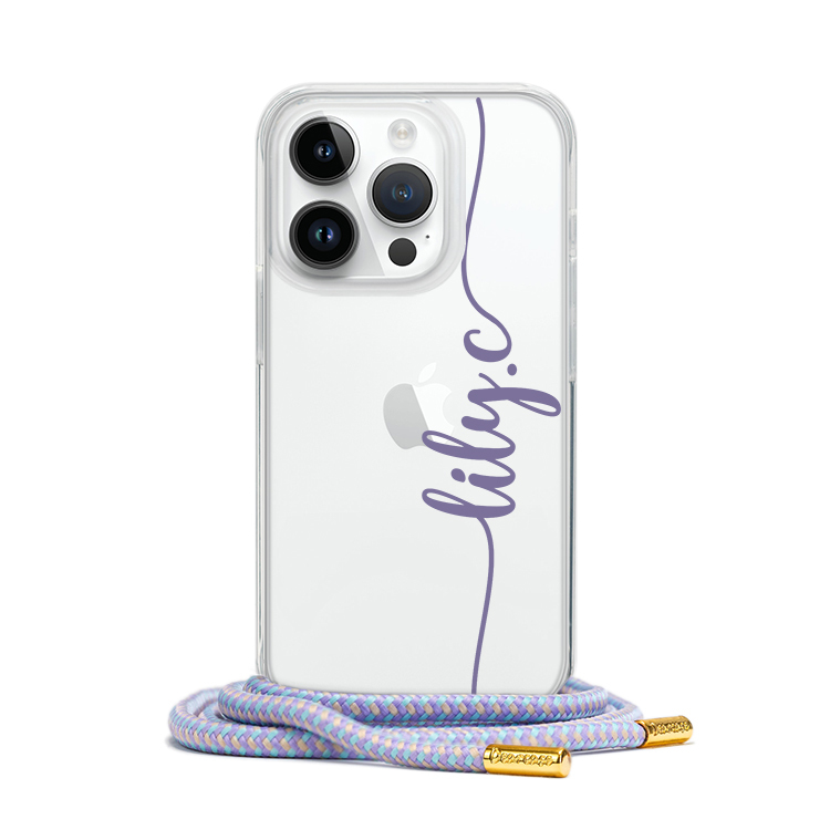 紫色姓名- (客製化) iPhone透明掛繩手機殼