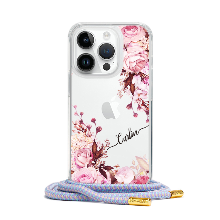 法式玫瑰 - (客製化) iPhone透明掛繩手機殼