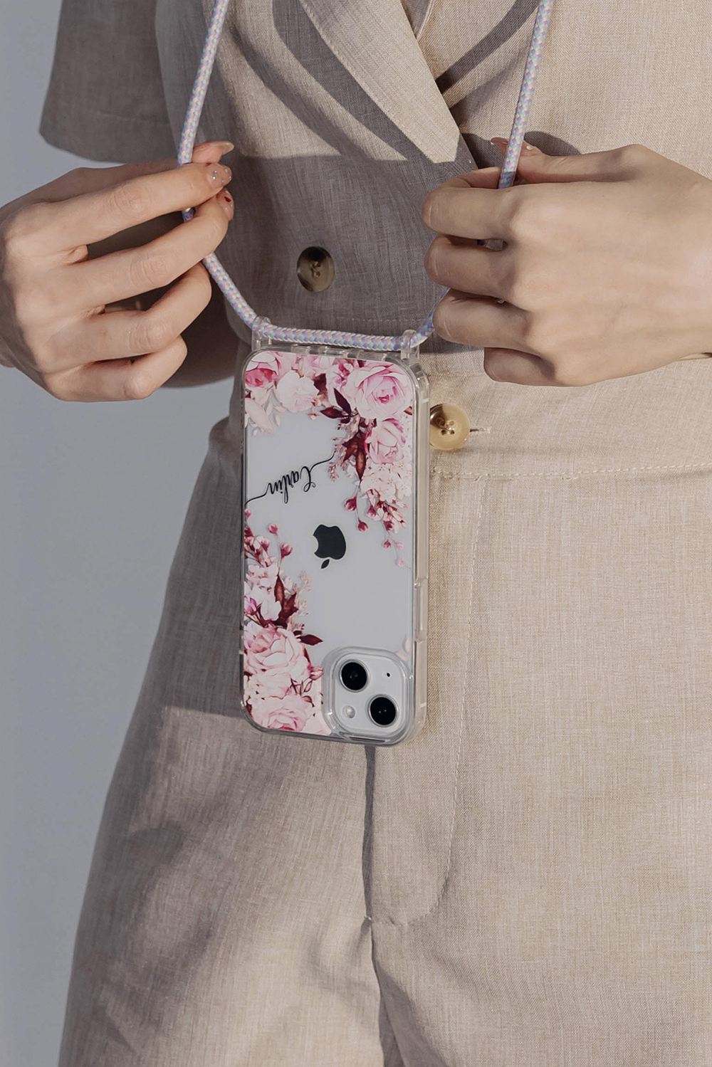 法式玫瑰 - (客製化) iPhone透明掛繩手機殼