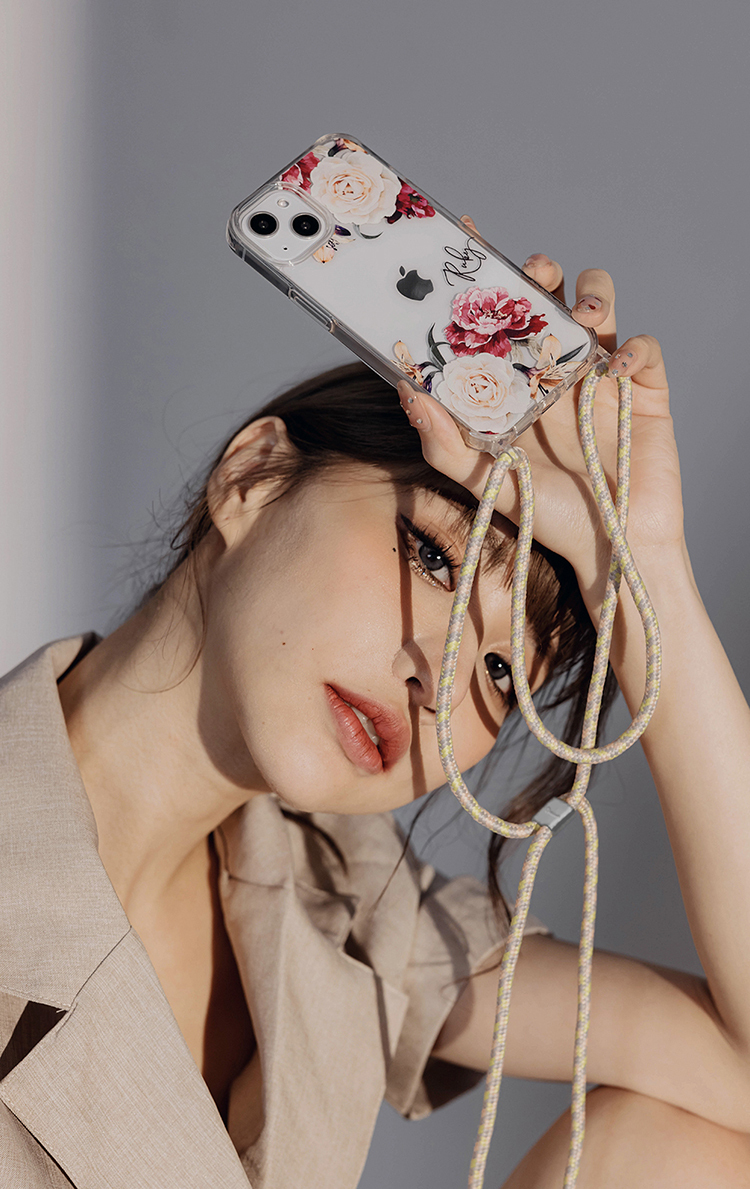 復古玫瑰 - (客製化) iPhone透明掛繩手機殼