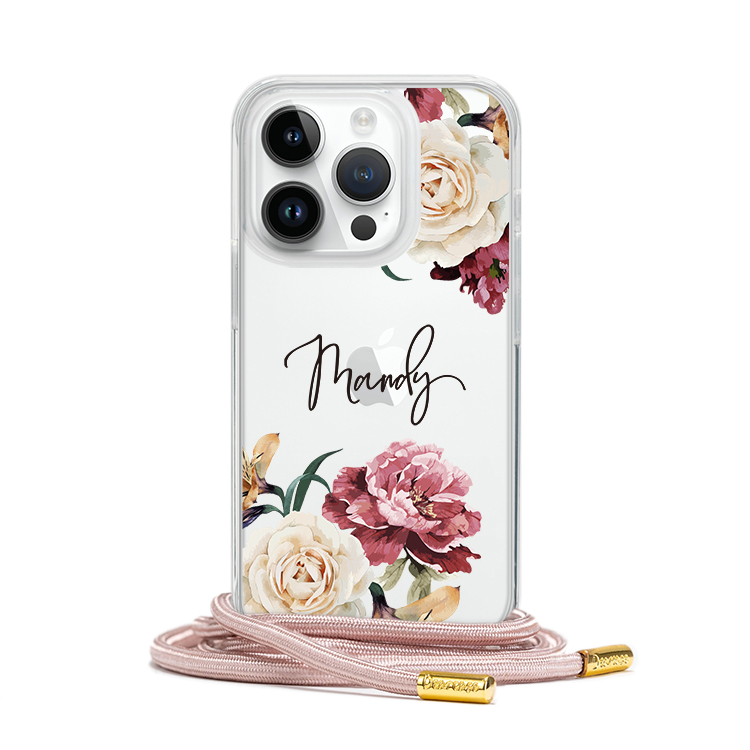 復古玫瑰 - (客製化) iPhone透明掛繩手機殼