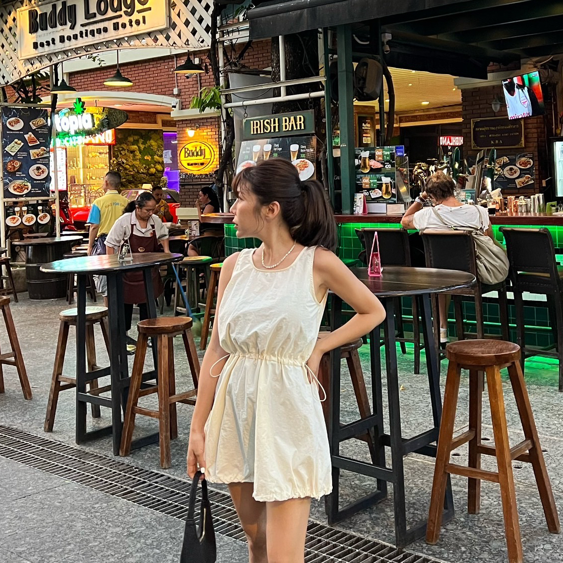 自訂款/心動信號刷刷縮腰工裝洋裝/二色