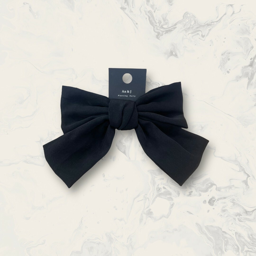 韓國直送髮飾 超大斜紋緞帶蝴蝶結彈夾