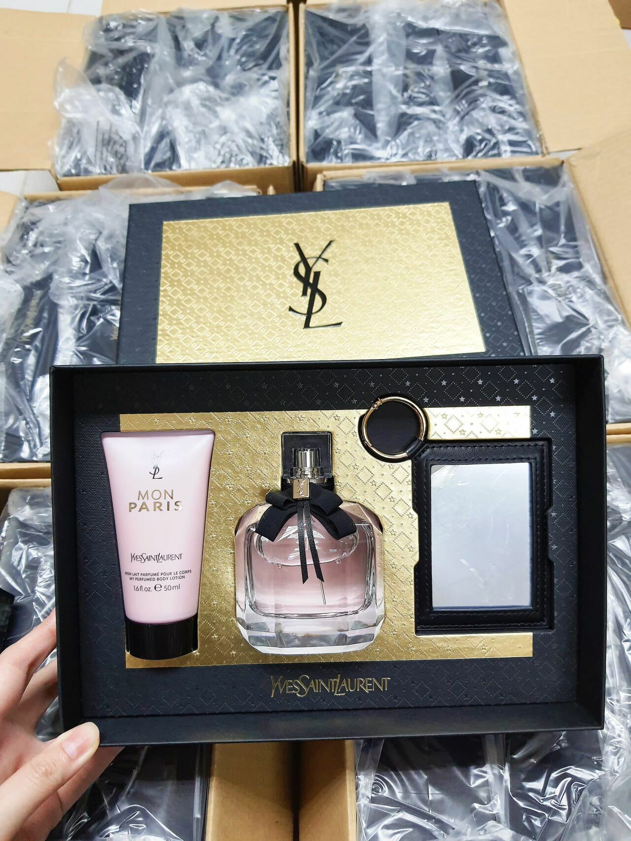 YSL Mon Paris 限量版反轉巴黎EDP三件套  [90ml+50ml+化妝鏡]-M
