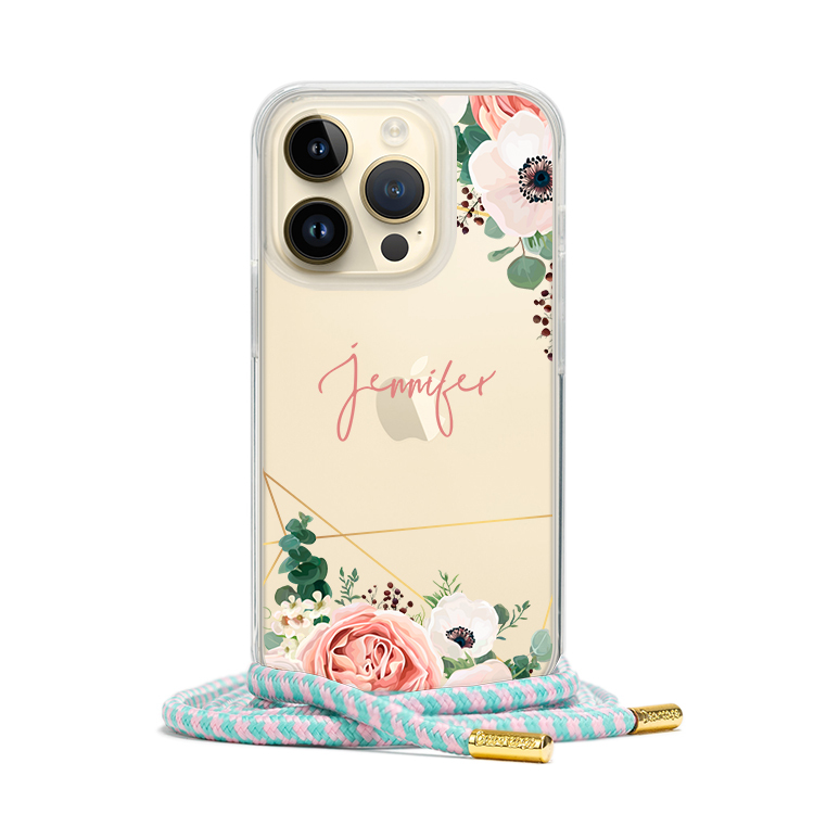 幾何玫瑰 - (客製化) 透明掛繩殼-iPhone客製化手機殼