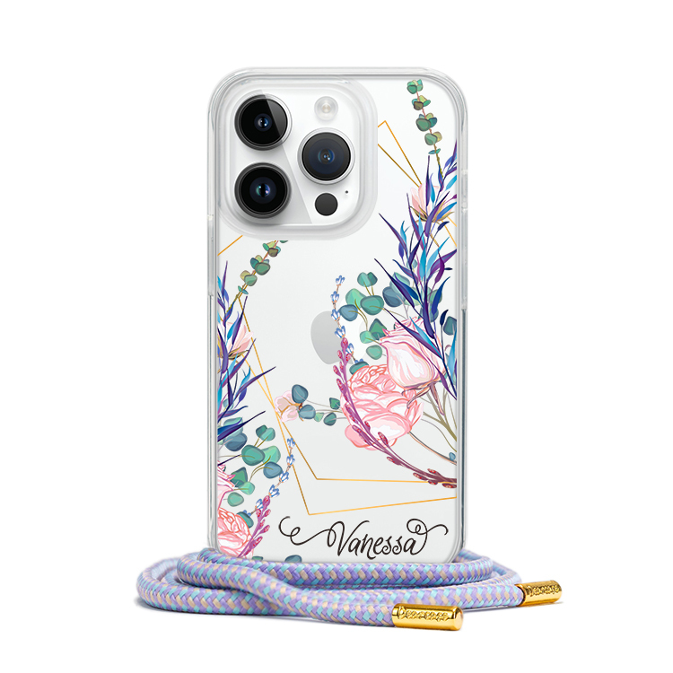 幾何花卉 - (客製化) iPhone透明掛繩手機殼