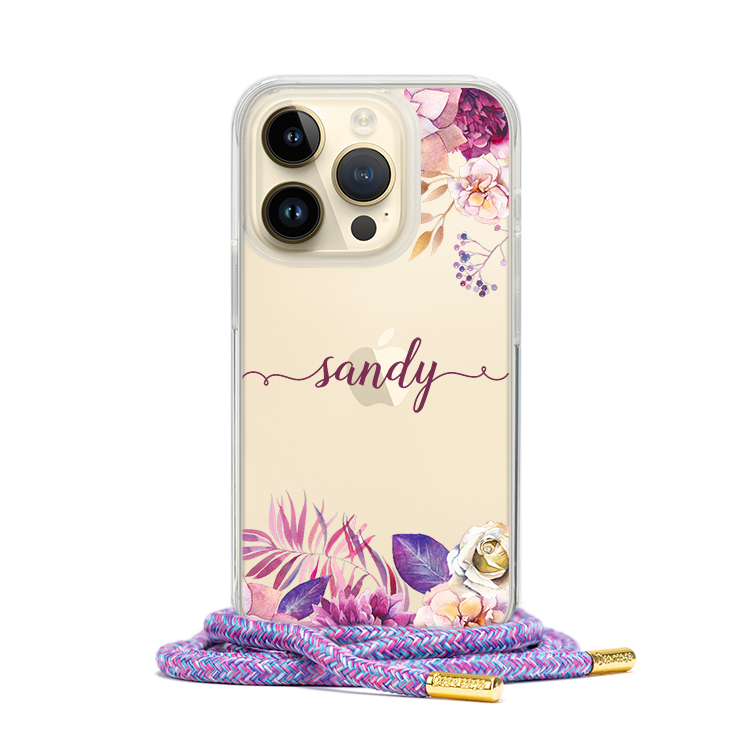 桃紫叢林 - (客製化) iPhone背帶掛繩手機殼