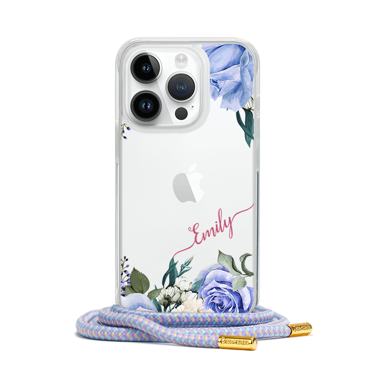 紫色玫瑰 - (客製化) iPhone背帶掛繩手機殼