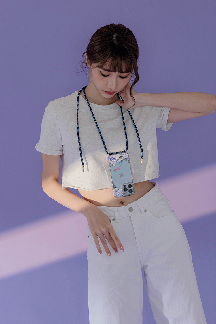 紫色玫瑰 - (客製化) iPhone背帶掛繩手機殼