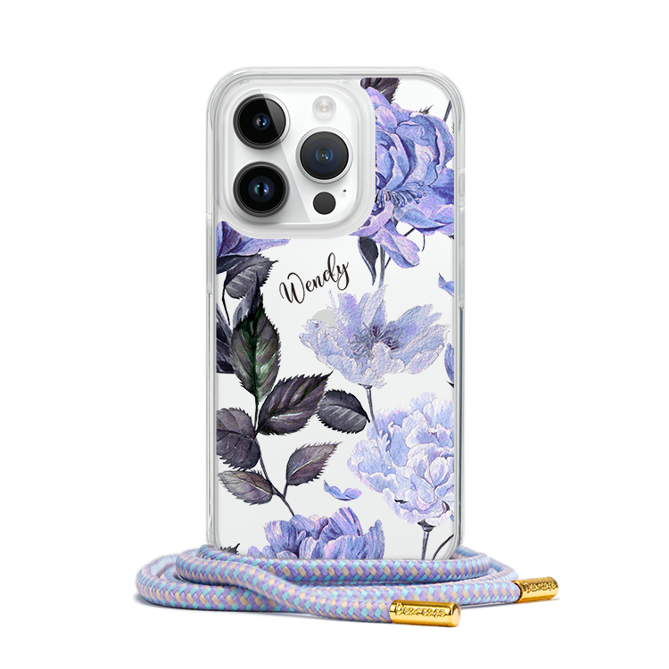 紫康乃馨 - (客製化) iPhone背帶掛繩手機殼